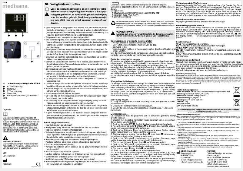 Page n°1 - Manuel utilisateur Medisana BS 418