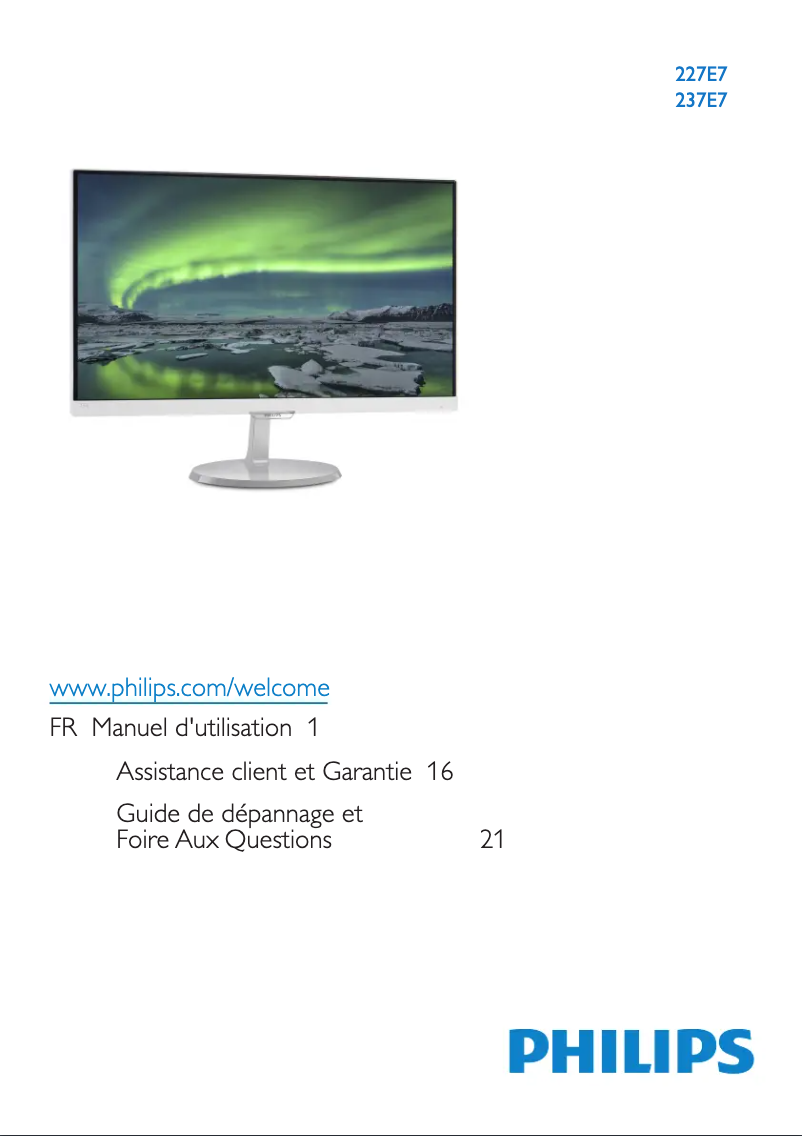 Page n°1 - Manuel utilisateur Philips E Line 237E7QDSB