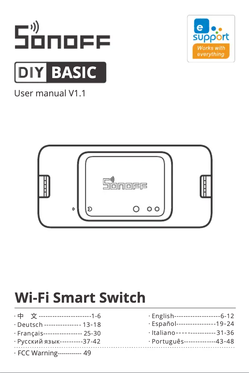 Page n°1 - Manuel utilisateur Sonoff Basic R3