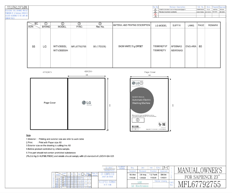 Image de la première page du manuel de l'appareil WTV09BWH