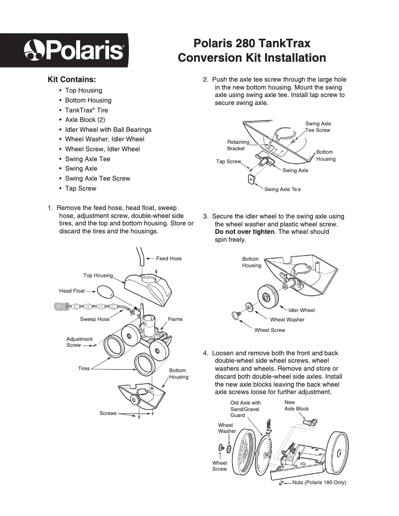Page n°1 - Guide d'installation Polaris Vac-Sweep 280