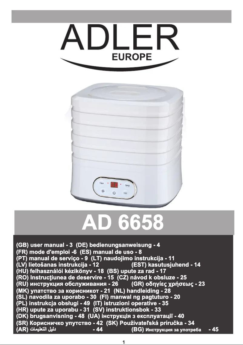 Page n°1 - Manuel utilisateur Adler AD 6658