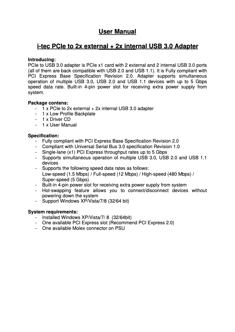 Imagen de la primera página del manual del dispositivo PCE22U3EXT