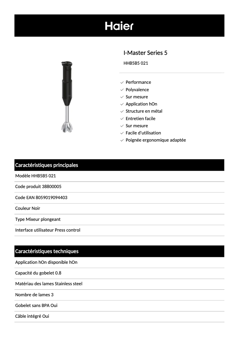 Image de la première page du manuel de l'appareil HHB5B5 021