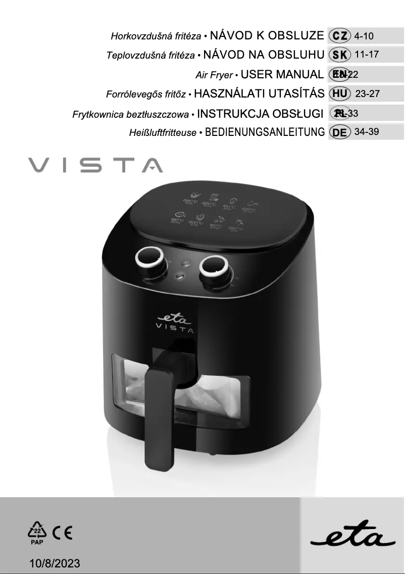 Page 1 de la notice Manuel utilisateur Eta Vista 016890000