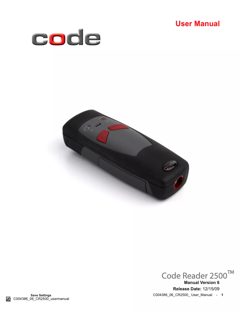 Page n°1 - Manuel utilisateur Code Corporation CR2500