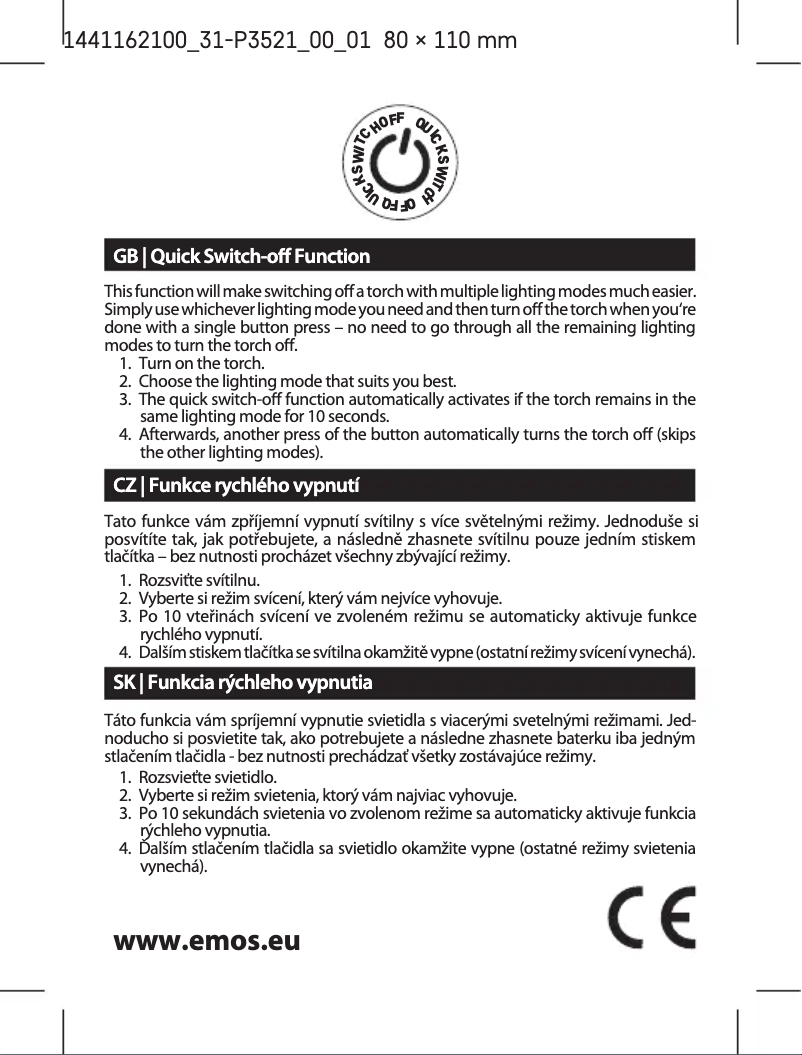 Page 1 de la notice Manuel utilisateur Emos P3521