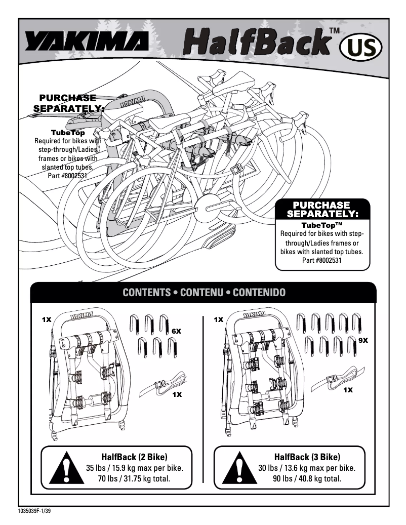 Page 1 of the manual User Manual Yakima HalfBack 2