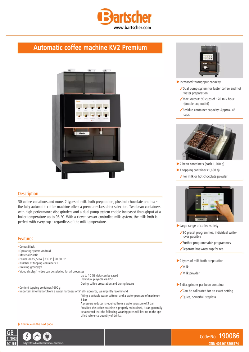 Image de la première page du manuel de l'appareil KV2 Premium