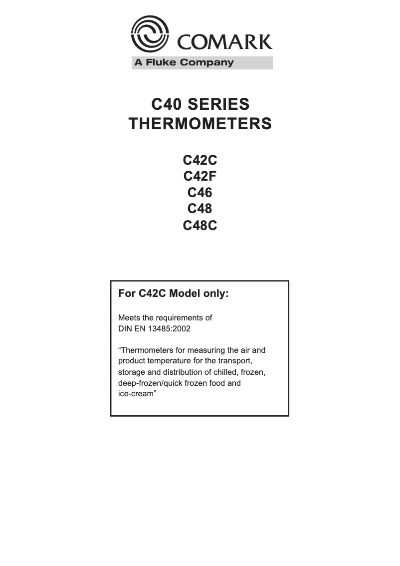 Page 1 de la notice Manuel utilisateur Comark C42C