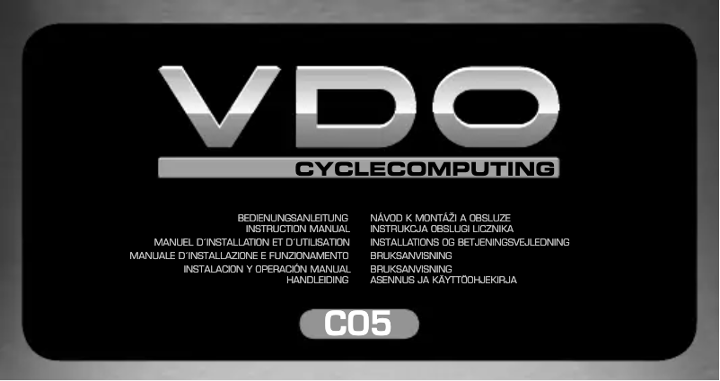 Page n°1 - Manuel utilisateur VDO C05+