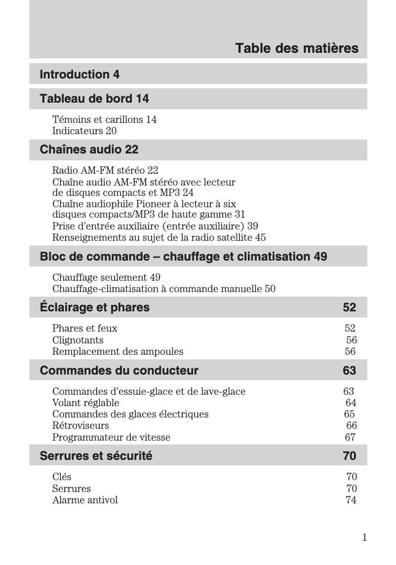 Page n°1 - Manuel utilisateur Ford Ranger (2010)