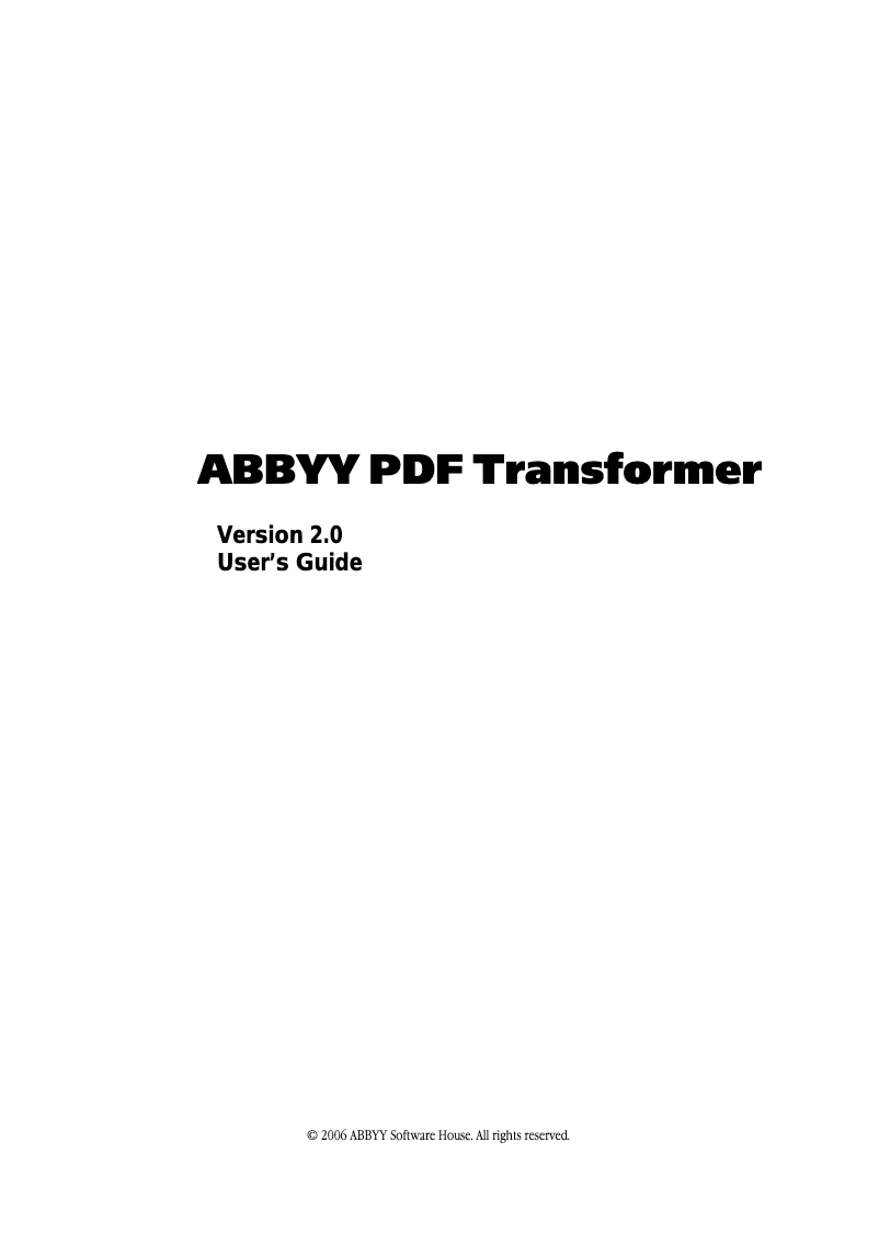 Page n°1 - Manuel utilisateur ABBYY PDF Transformer 2