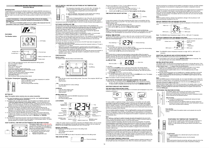 Page 1 de la notice Manuel utilisateur La Crosse Technology WS9180 IT plus