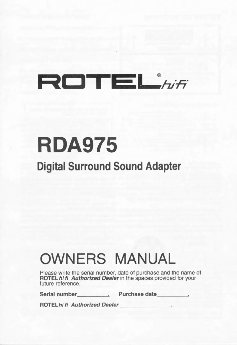 Page 1 de la notice Manuel utilisateur Rotel RDA975