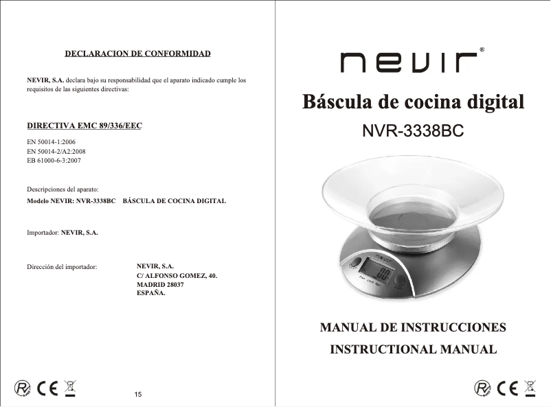 Página 1 del manual Manual de usuario Nevir NVR-3338 BC