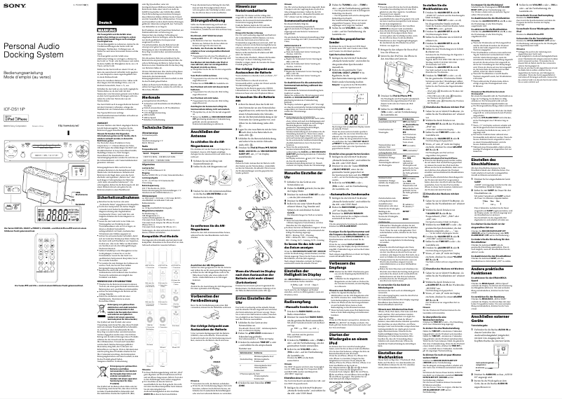 Page 1 de la notice Manuel utilisateur Sony DS11iP