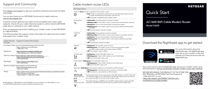 Page 1 de la notice Guide d'installation Netgear C6250