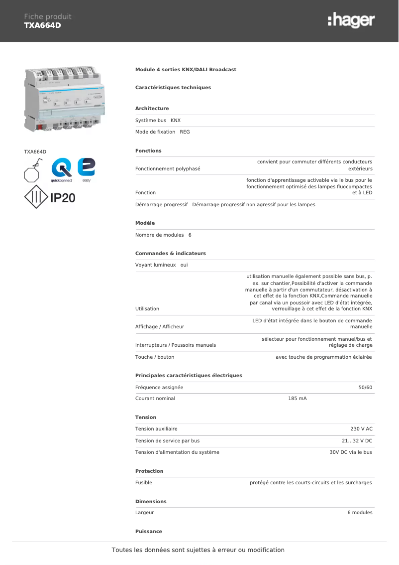 Image de la première page du manuel de l'appareil TXA664D