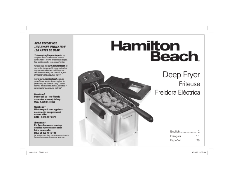 Page n°1 - Manuel utilisateur Hamilton Beach 35033
