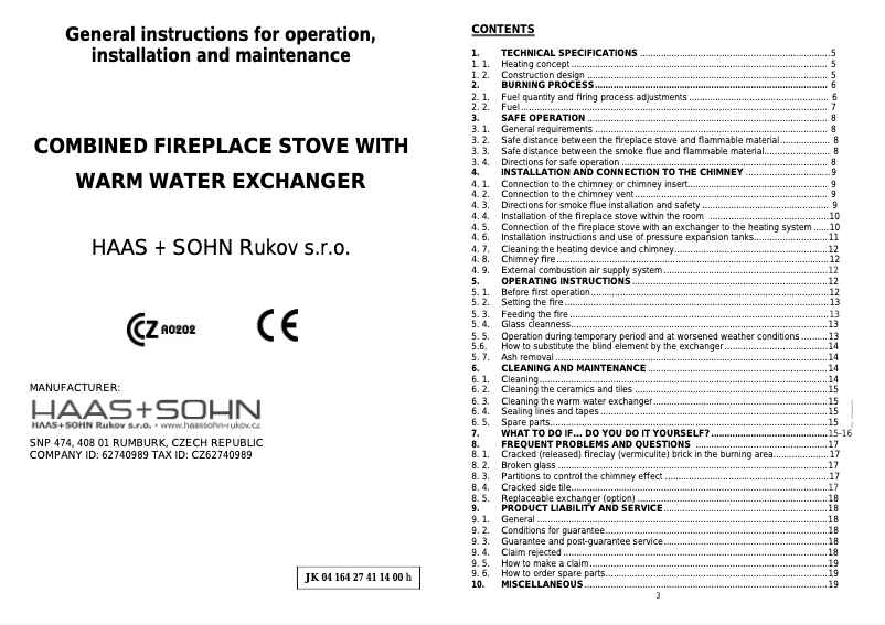 Page n°1 - Manuel utilisateur Haas+Sohn ADRIA II