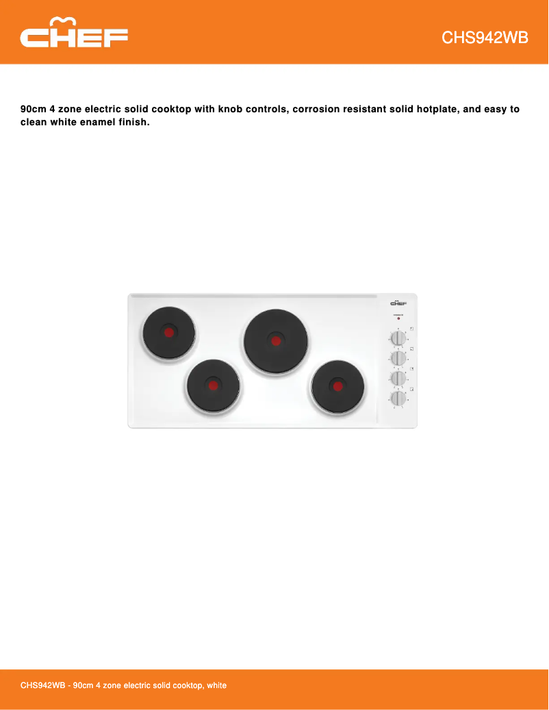 Page 1 de la notice Fiche technique Chef CHS942WB