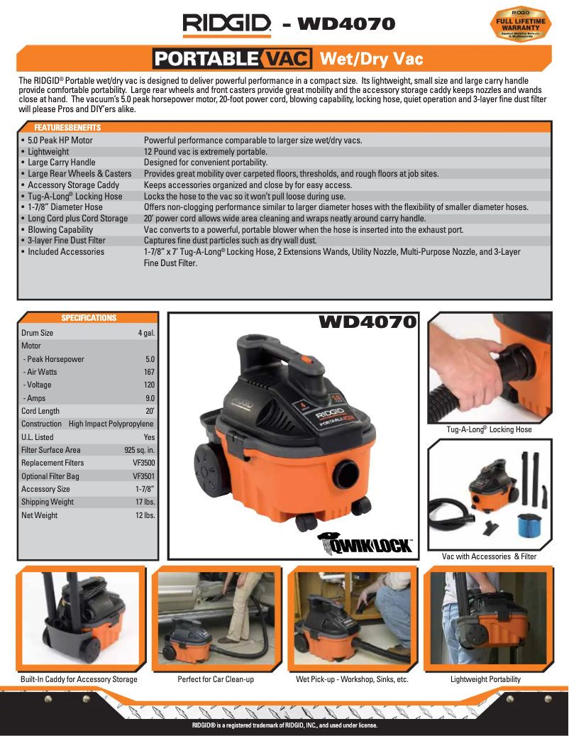 Page n°1 - Catalogue Ridgid WD40700
