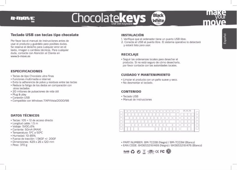 Image de la première page du manuel de l'appareil Chocolate Keys