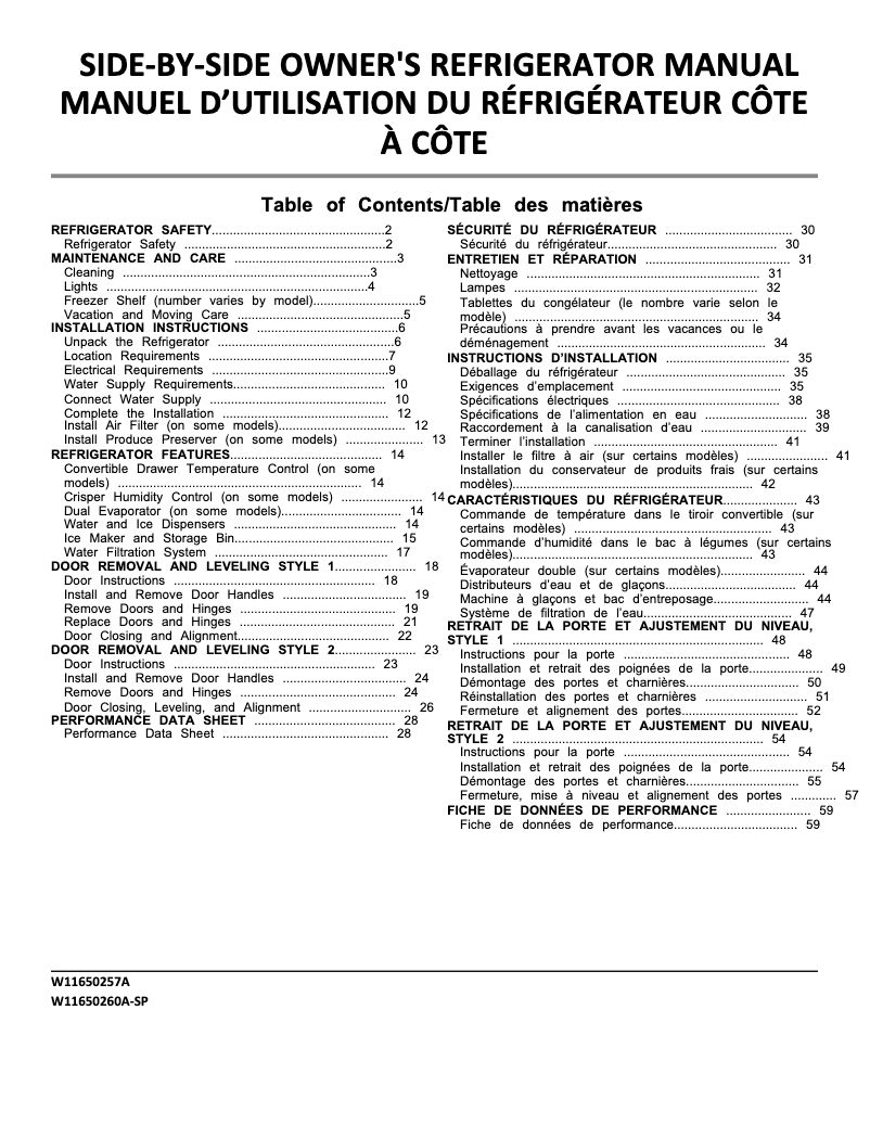 Image de la première page du manuel de l'appareil WRS312SNHW