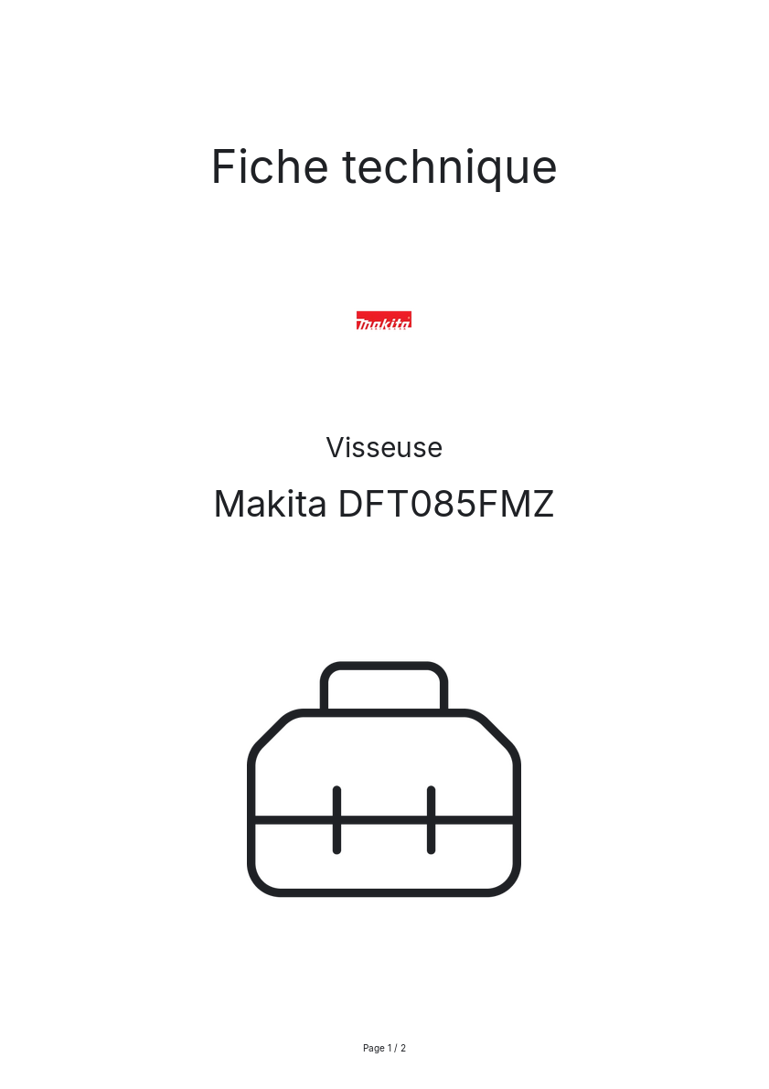 Page n°1 - Fiche technique Makita DFT085FMZ