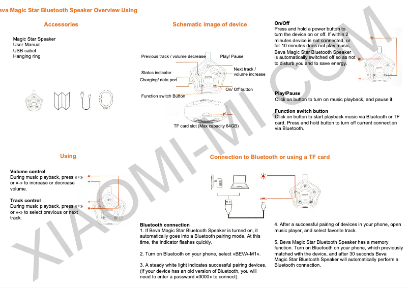 Page 1 de la notice Manuel utilisateur Xiaomi Beva Magic Star