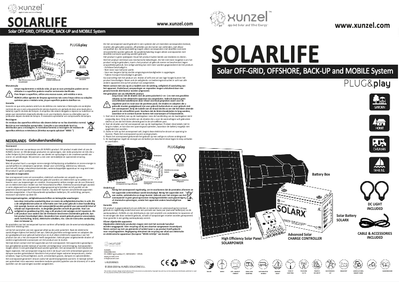 Page 1 de la notice Manuel utilisateur Xunzel Solarlife i30