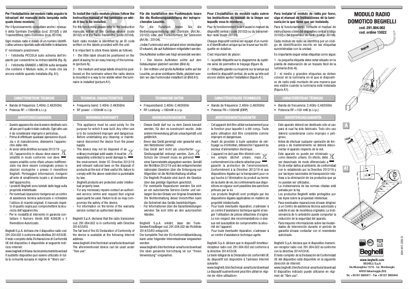 Page 1 de la notice Manuel utilisateur Beghelli 15049
