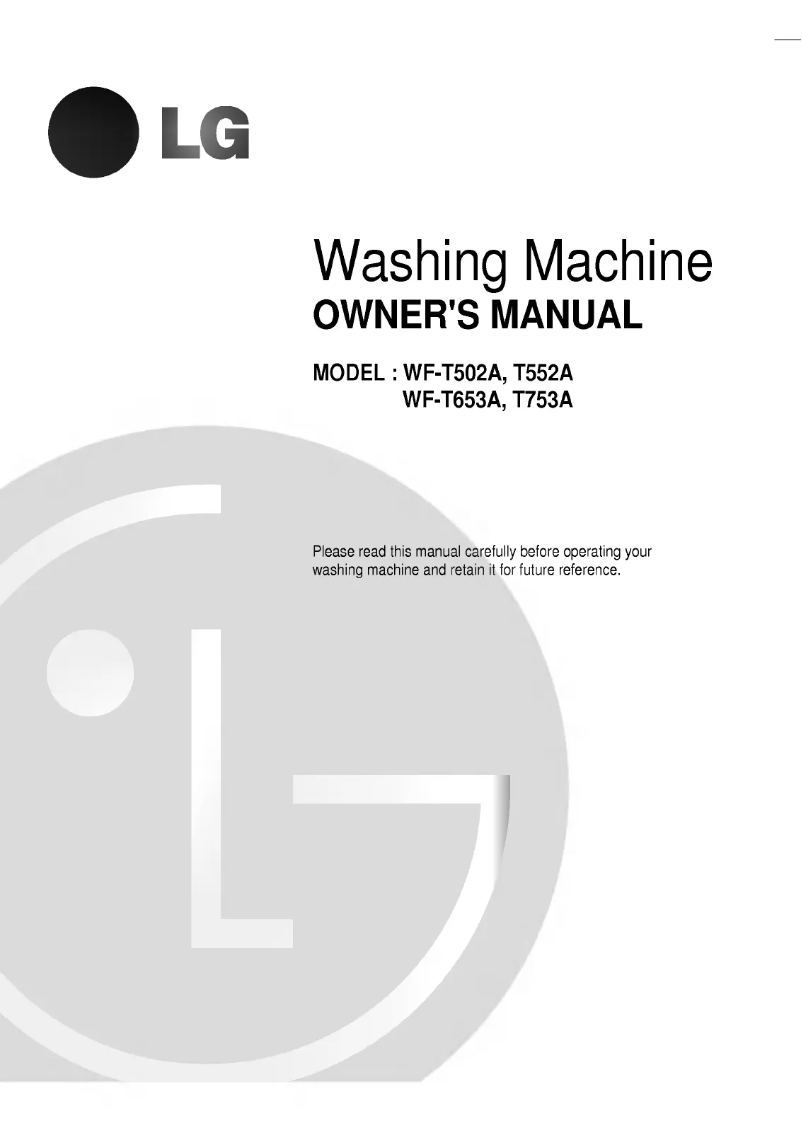 Page 1 de la notice Manuel utilisateur LG WF-T753A