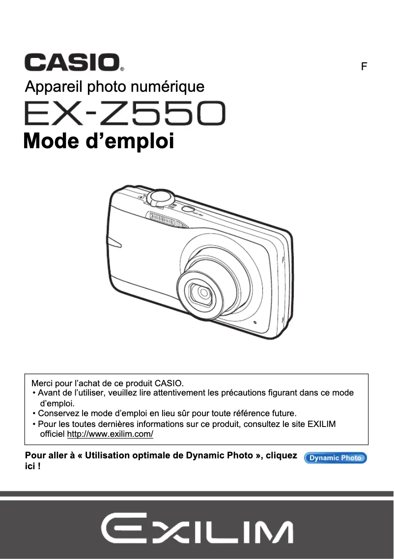 Page n°1 - Manuel utilisateur Casio Exilim EX-Z550