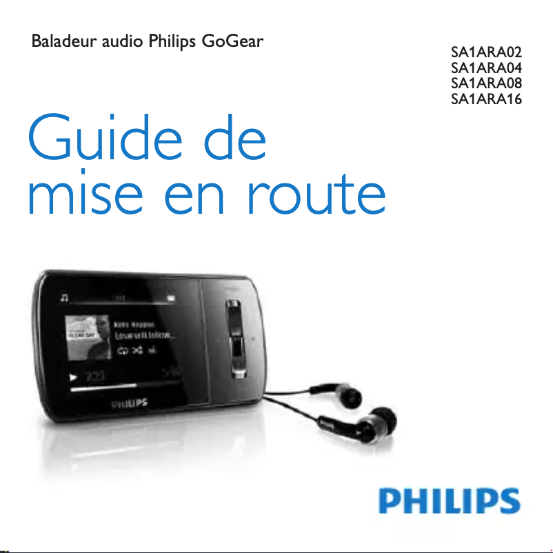 Page 1 de la notice Guide de démarrage rapide Philips GoGear SA1ARA16K