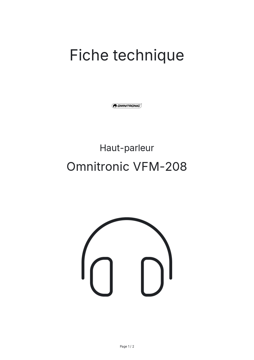 Page n°1 - Fiche technique Omnitronic VFM-208