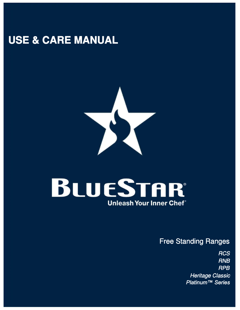 Page 1 de la notice Manuel utilisateur BlueStar RNB606GCBV2PLT