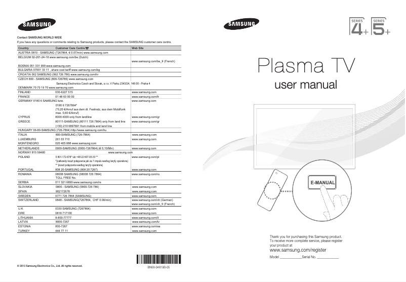 Page n°1 - Manuel utilisateur Samsung PS51F5000AW