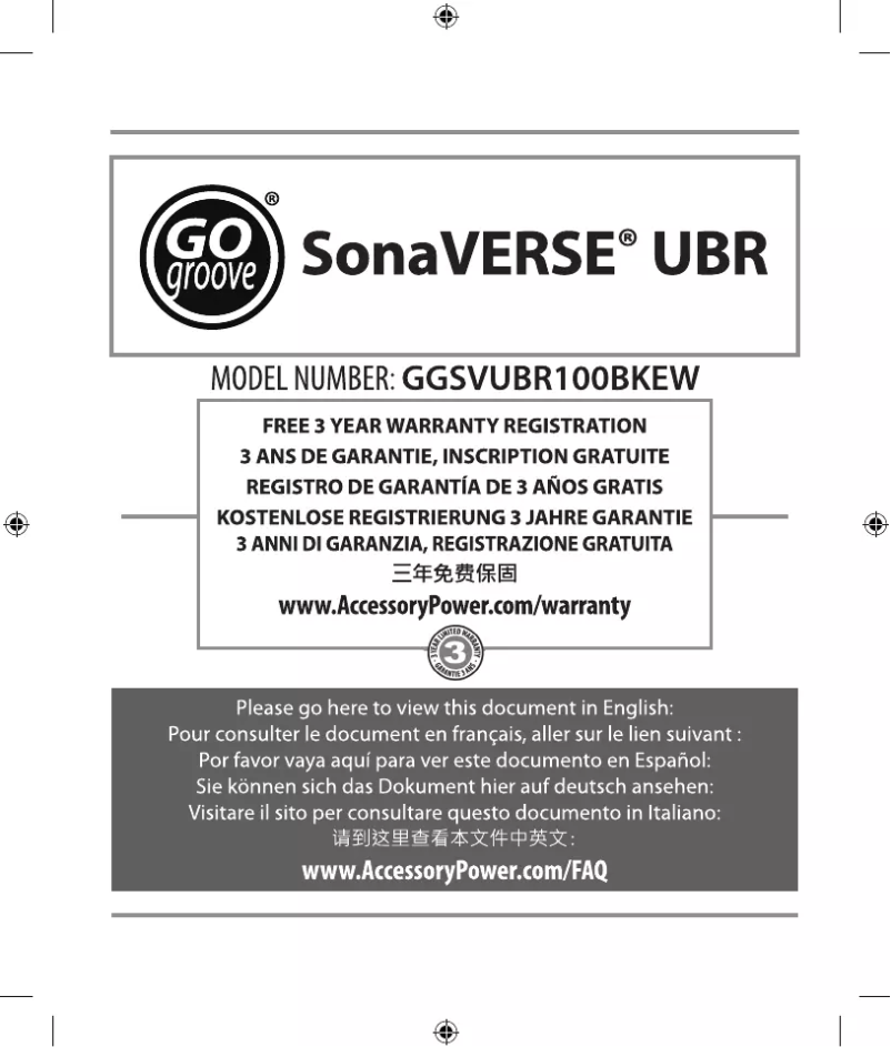 Page n°1 - Manuel utilisateur GOgroove SonaVERSE UBR