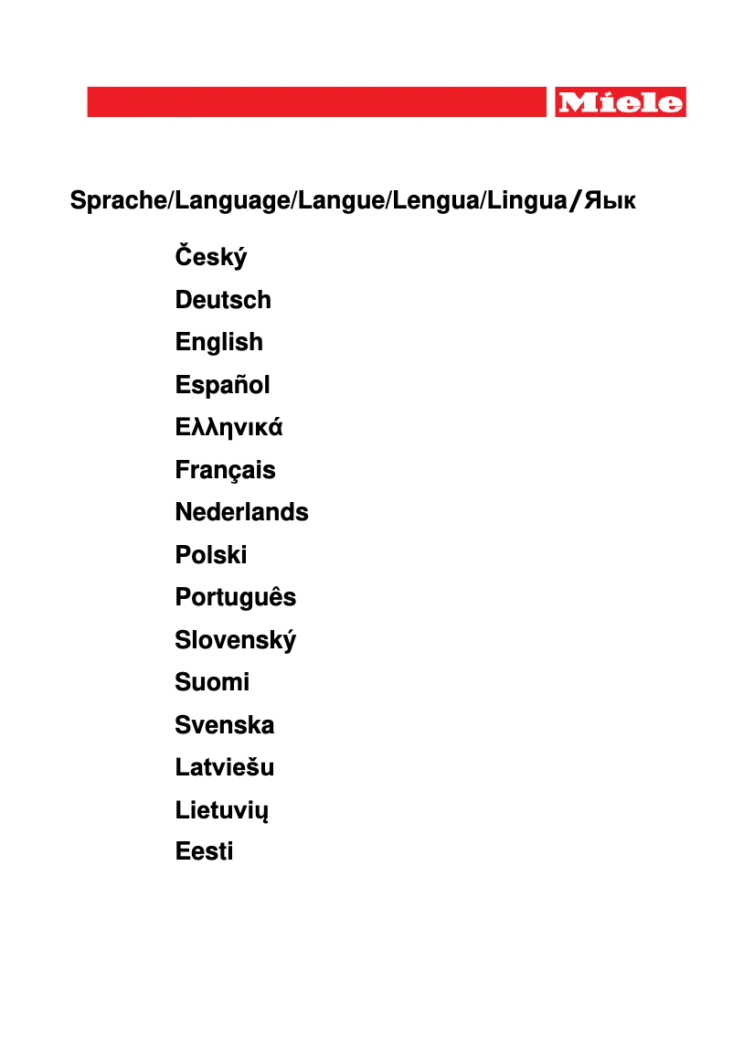 Page 1 of the manual User Manual Miele 7843550