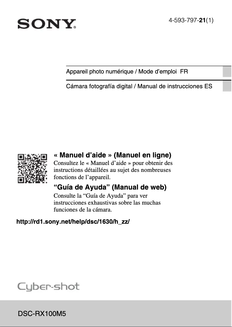 Page 1 de la notice Manuel utilisateur Sony Cybershot DSC-RX100 V