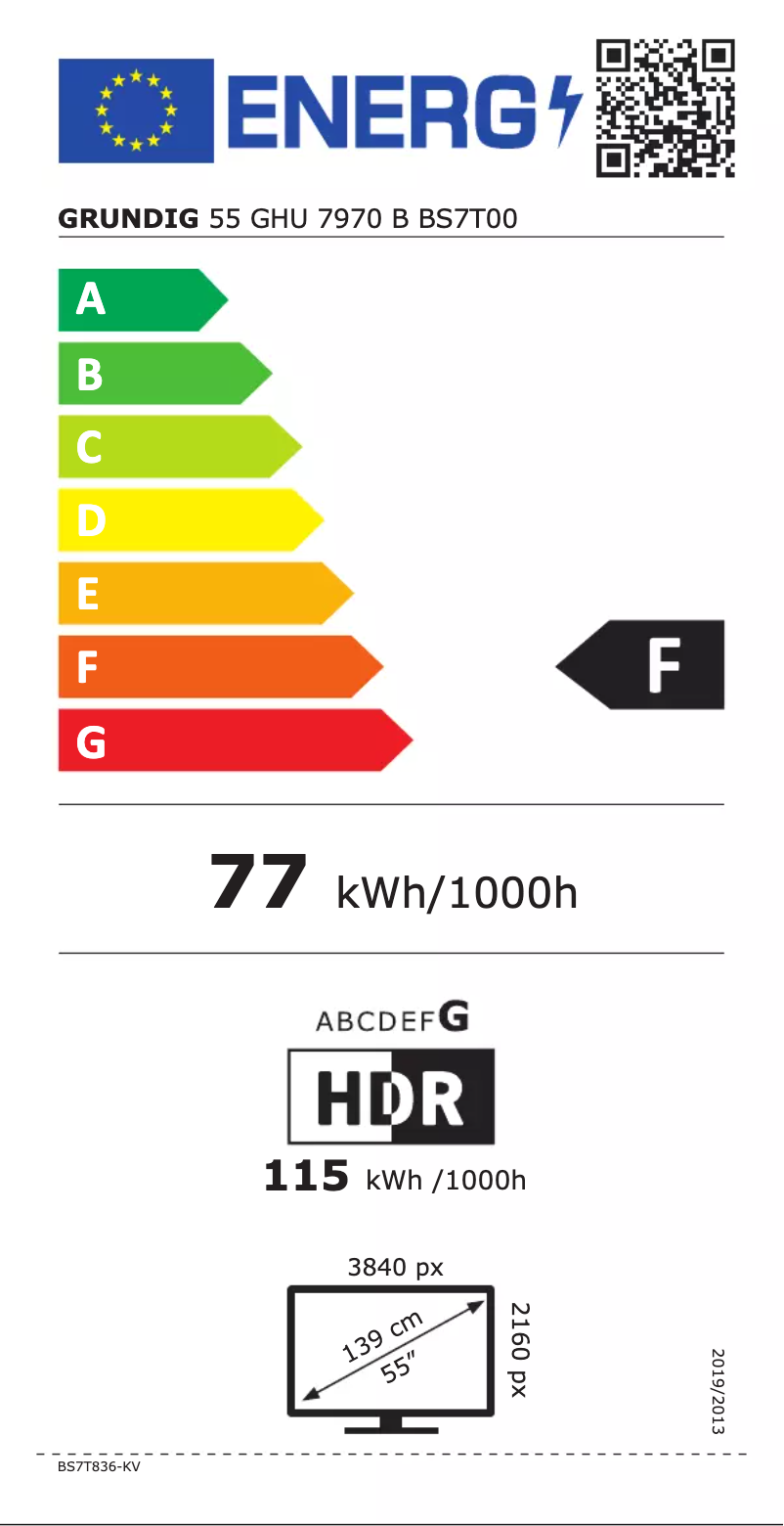 Page n°1 - Label énergétique Grundig 55 GHU 7970 B