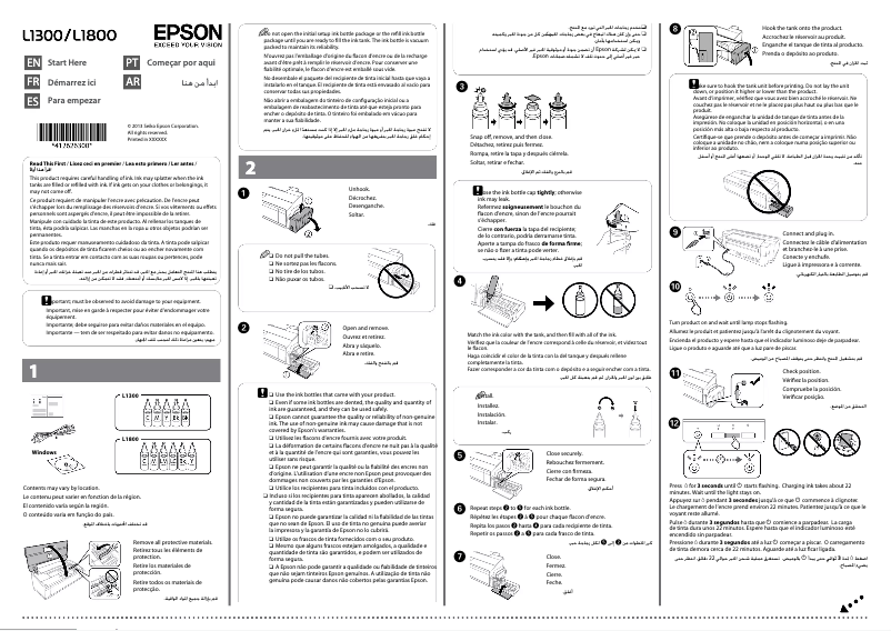 Page n°1 - Guide d'installation Epson L1800