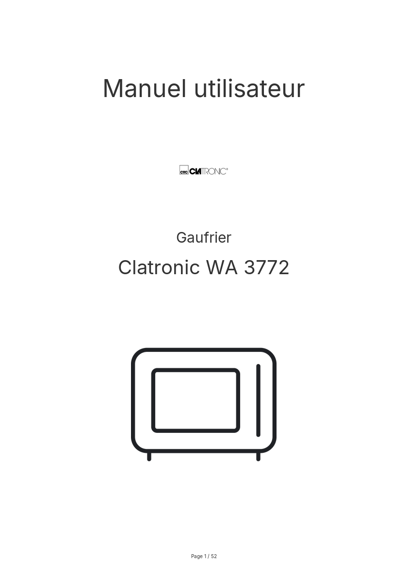 Image de la première page du manuel de l'appareil WA 3772