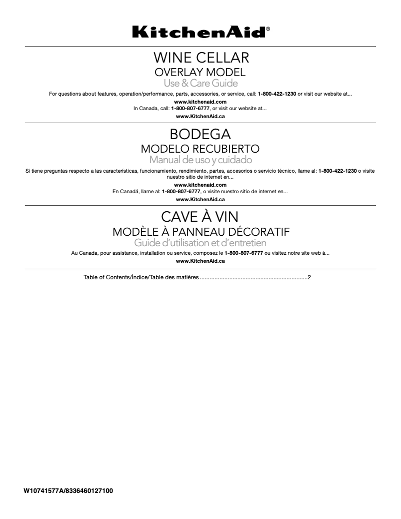 Página 1 del manual Manual de usuario KitchenAid KUWL204EPA