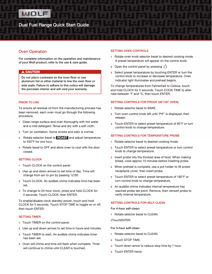 Page 1 de la notice Manuel utilisateur Wolf DF484F