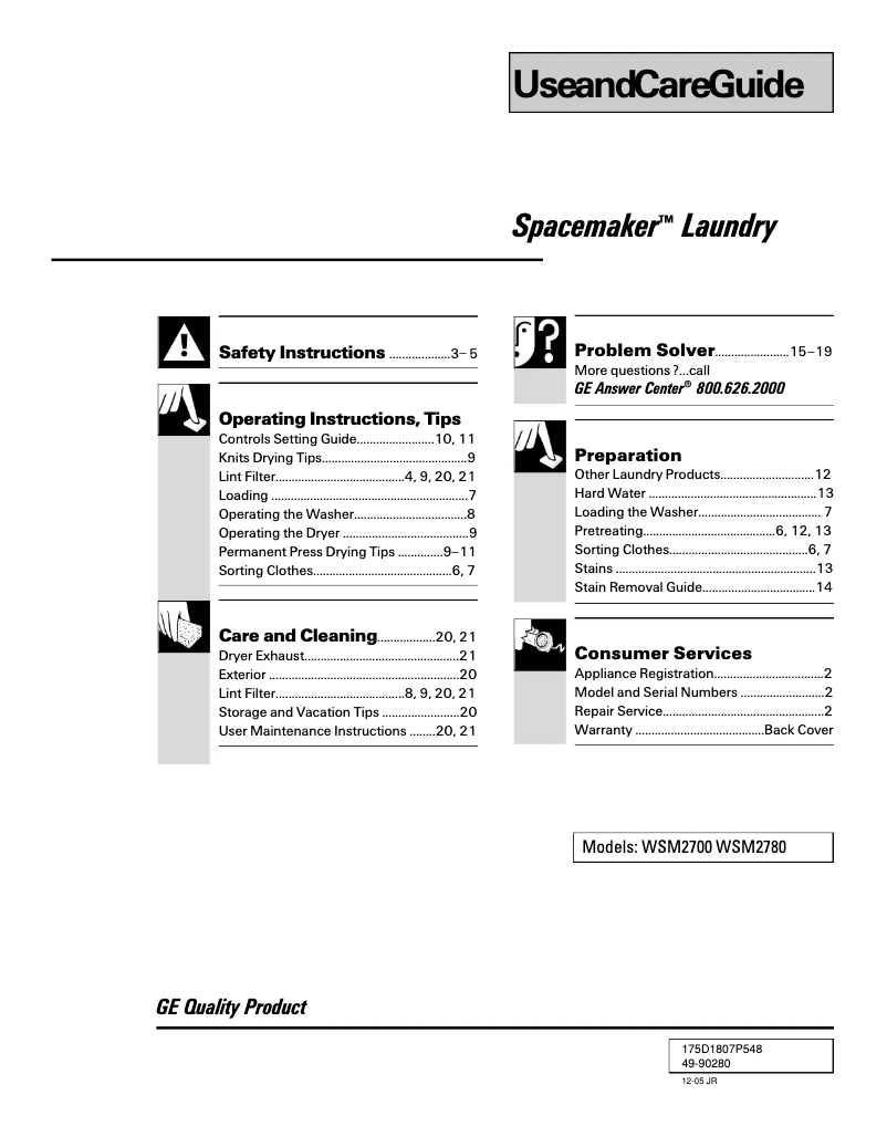 Image de la première page du manuel de l'appareil WSM2780HWW