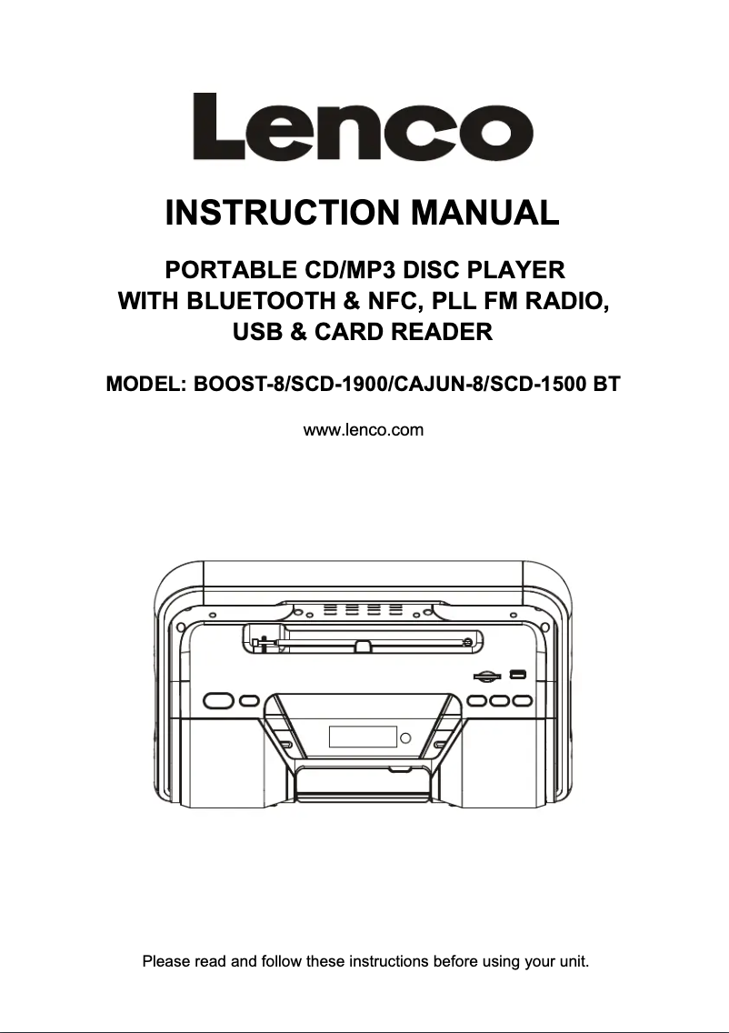 Page n°1 - Manuel utilisateur Lenco SCD-1900
