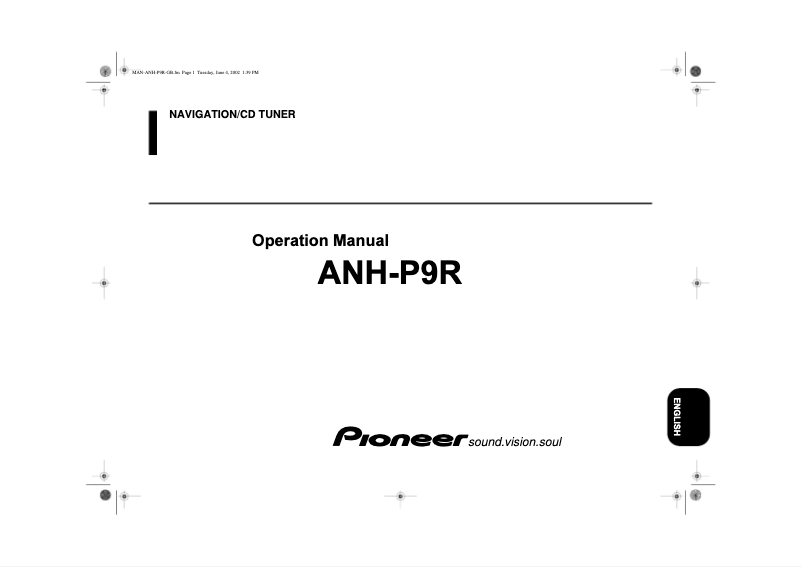 Page n°1 - Manuel utilisateur Pioneer ANH-P9R